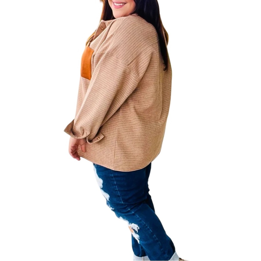 HAPTICS START YOU DAY RUST FLANNEL PLAID OVERSIZED SHACKET - Picture 7 of 10